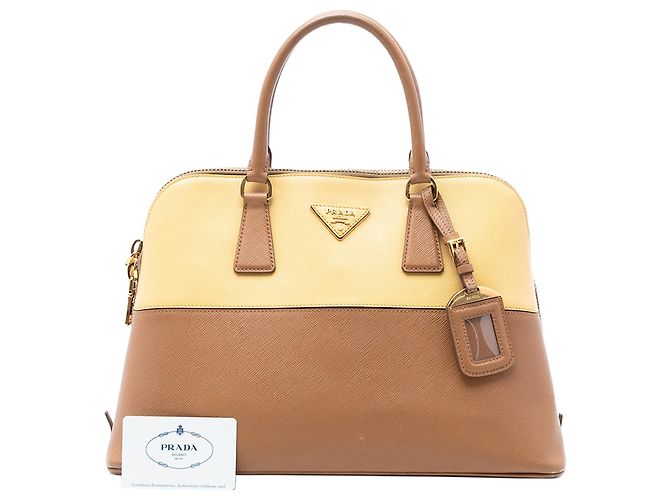 Borsa Prada Medium Bicolor Saffiano Lux Promenade marrone - vista 7