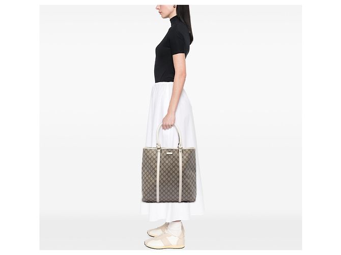 Tote verticale Gucci GG Supreme beige - vista 6