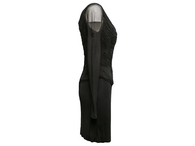Autre Marque Langarmkleid mit Raffung Black Vicky Tiel Größe US S Schwarz - Ansicht 2