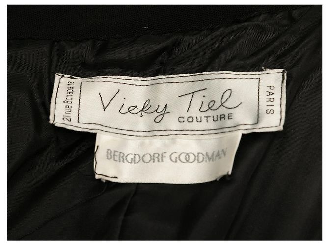Autre Marque Langarmkleid mit Raffung Black Vicky Tiel Größe US S Schwarz - Ansicht 4