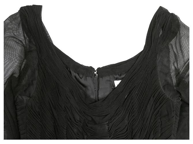 Autre Marque Langarmkleid mit Raffung Black Vicky Tiel Größe US S Schwarz - Ansicht 5