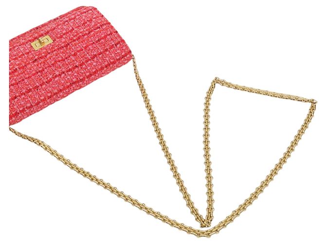 Wallet On Chain Portafoglio con tracolla Chanel Reissue 2.55 in tweed trapuntato rosso - vista 15