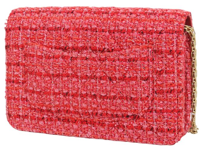 Wallet On Chain Portafoglio con tracolla Chanel Reissue 2.55 in tweed trapuntato rosso - vista 2