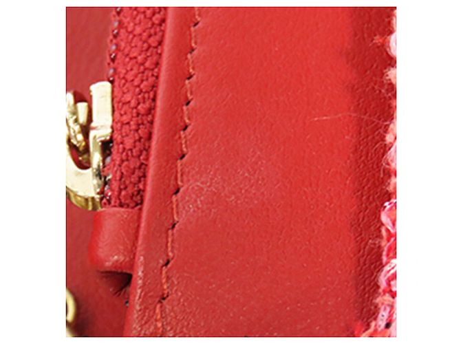 Wallet On Chain Portafoglio con tracolla Chanel Reissue 2.55 in tweed trapuntato rosso - vista 9