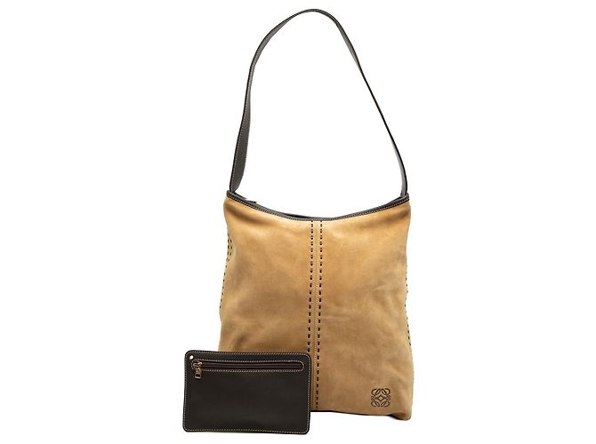Borsa a tracolla Anagram LOEWE in camoscio marrone - vista 8