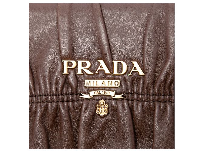 Tote in Nappa Gaufre e Tessuto marrone Prada - vista 5