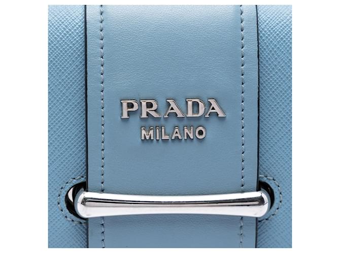Mini borsa a tracolla Sidonie Saffiano blu Prada - vista 5