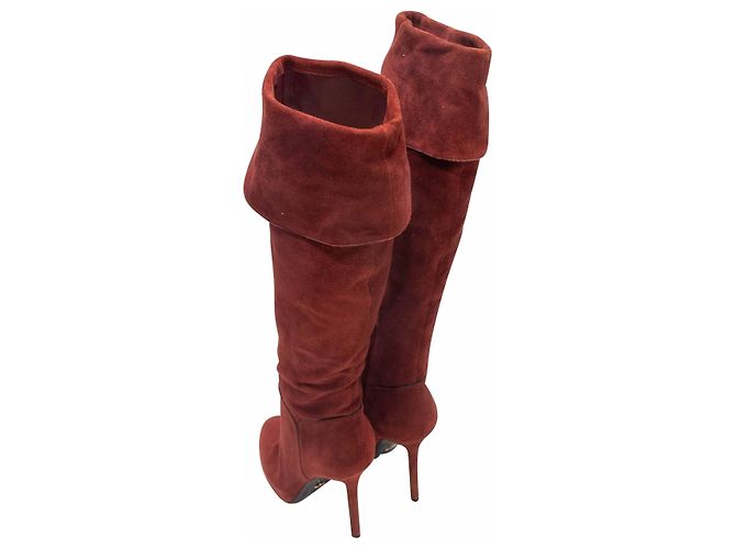 Botas de tacón de gamuza Sergio Rossi Chestnut Talla 37 Roja - vista 3