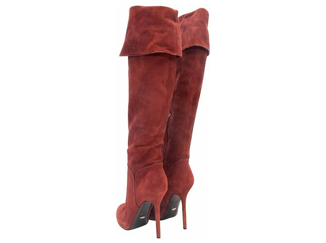 Botas de tacón de gamuza Sergio Rossi Chestnut Talla 37 Roja - vista 4