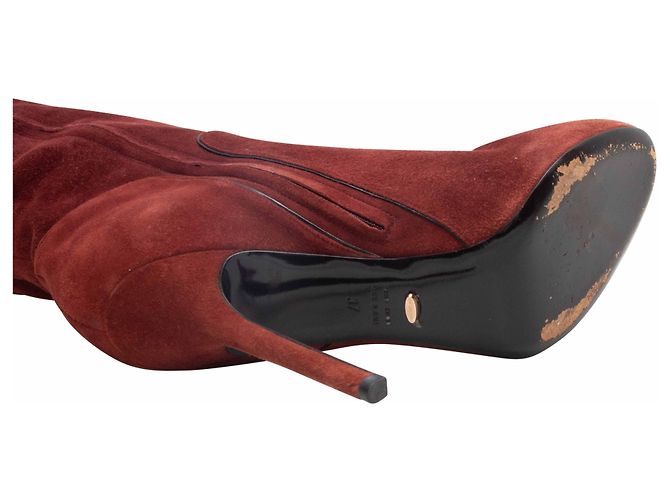 Botas de tacón de gamuza Sergio Rossi Chestnut Talla 37 Roja - vista 5