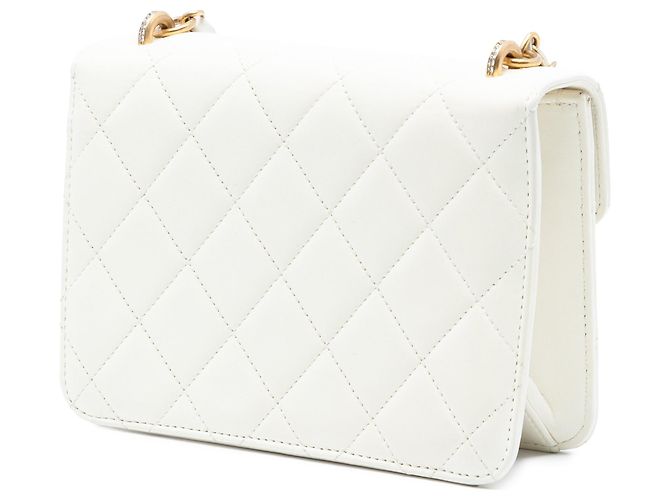 Borsa a tracolla Chanel White Quilted Lambskin Crystal Geometric CC Frame Flap Bianco - vista 2