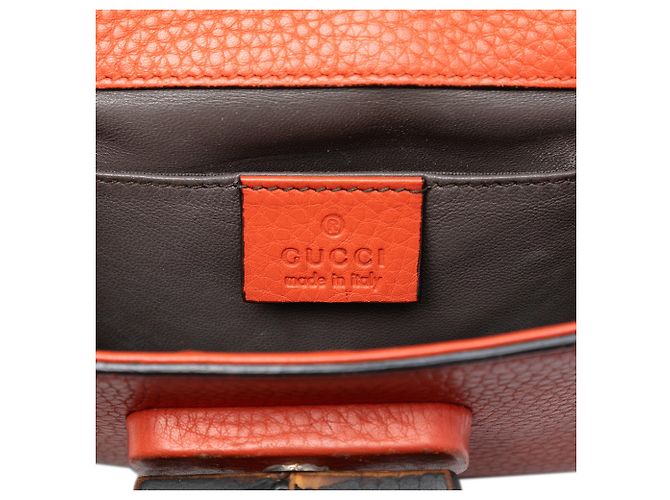 Borsa a tracolla Gucci Small Leather Miss Bamboo Arancione - vista 5