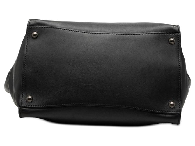 Double Borsa satchel in pelle di vitello lucida nera con doppia tasca e doppio manico Prada Nero - vista 3