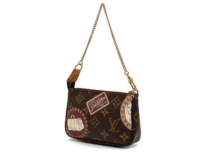 Borsa Louis Vuitton Monogram Patch Mini Pochette Accessoires marrone - vista 2