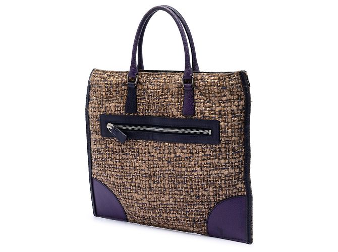 Brauner Prada Cinghiale Trimmed Viscose Flach-Tote - Ansicht 2