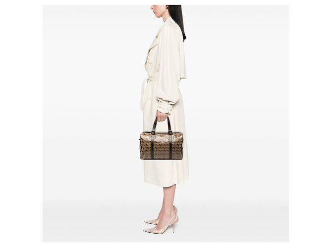 Borsa Boston Fendi Zucchino Crystal marrone - vista 7