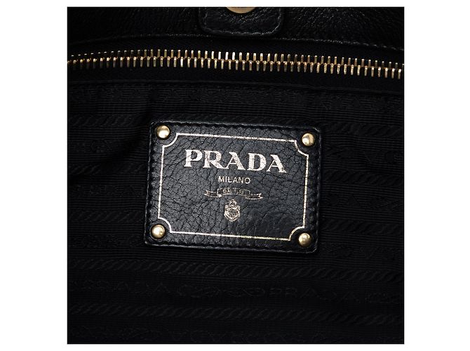 Borsa satchel nera Prada Tessuto con logo Oro, cuciture a vista e nappa - vista 5