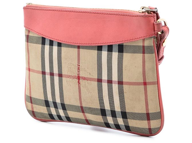 Clutch Burberry Haymarket Check Peyton in nylon beige - vista 2