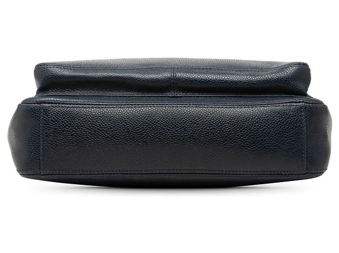 Chanel CC Caviar Schultertasche in Blau mit Fronttasche - Ansicht 3