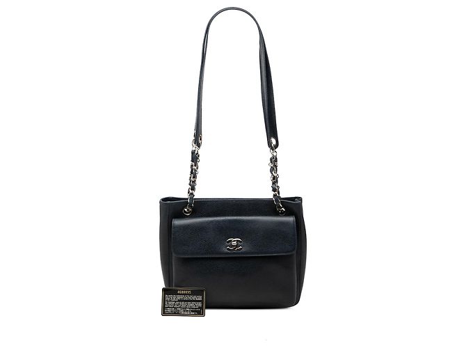Chanel CC Caviar Schultertasche in Blau mit Fronttasche - Ansicht 7