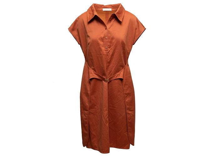 Valentino Garavani Vestido Valentino de mezcla de algodón y seda Naranja Talla US 12 - vista 2