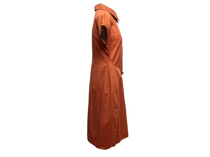 Valentino Garavani Vestido Valentino de mezcla de algodón y seda Naranja Talla US 12 - vista 3