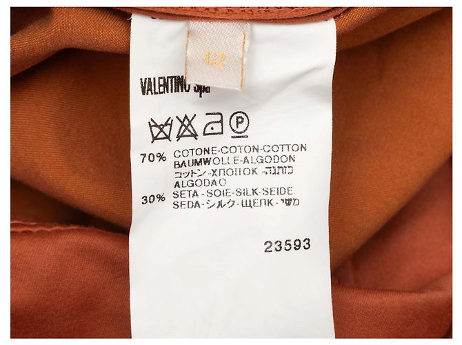 Valentino Garavani Vestido Valentino de mezcla de algodón y seda Naranja Talla US 12 - vista 6