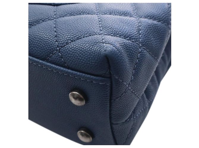 Borsa Chanel Mini Quilted Caviar Coco Top Handle blu Satchel - vista 10
