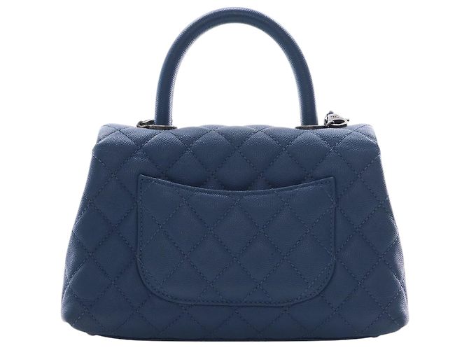 Borsa Chanel Mini Quilted Caviar Coco Top Handle blu Satchel - vista 4
