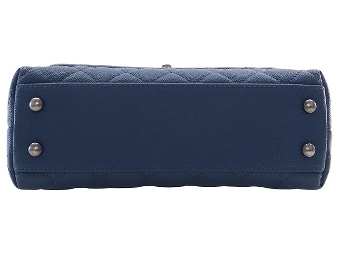 Borsa Chanel Mini Quilted Caviar Coco Top Handle blu Satchel - vista 5