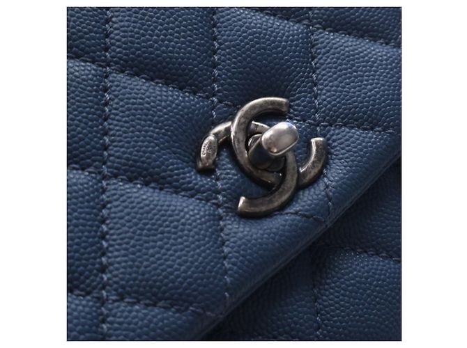 Borsa Chanel Mini Quilted Caviar Coco Top Handle blu Satchel - vista 6