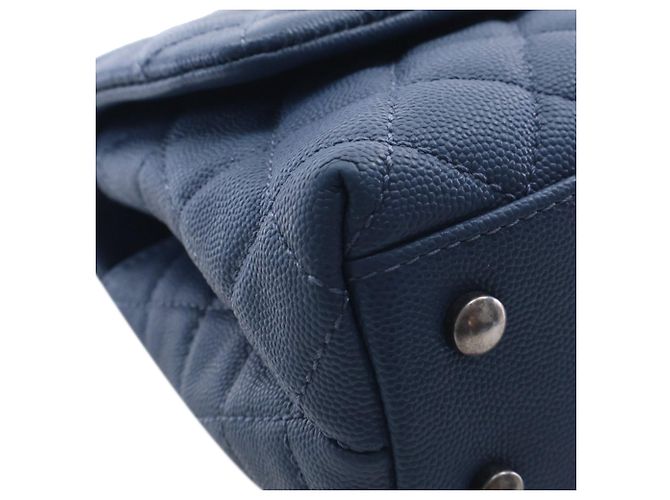 Borsa Chanel Mini Quilted Caviar Coco Top Handle blu Satchel - vista 7