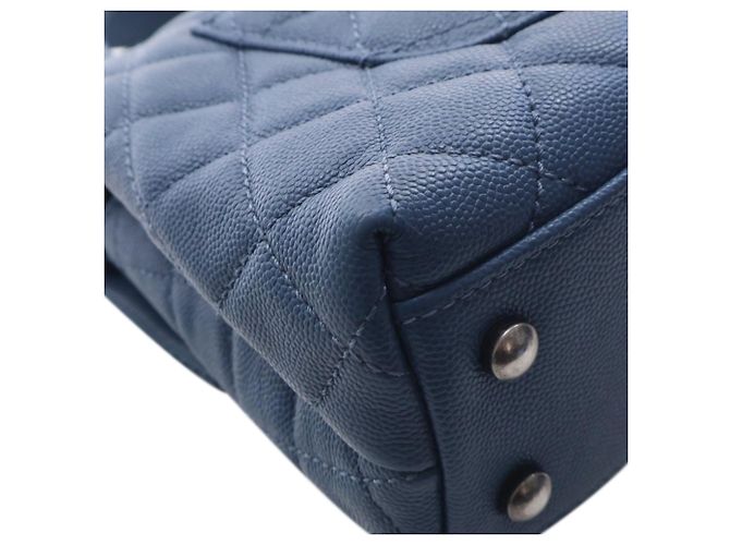Borsa Chanel Mini Quilted Caviar Coco Top Handle blu Satchel - vista 9