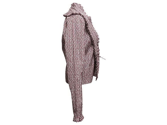 Alaïa Blusa de lazo estampada en burdeos y blanco Alaia Talla IT 40 Roja - vista 2