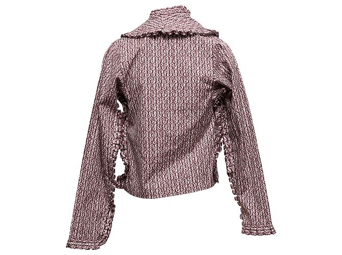 Alaïa Blusa de lazo estampada en burdeos y blanco Alaia Talla IT 40 Roja - vista 3