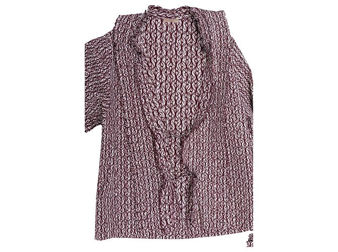 Alaïa Blusa de lazo estampada en burdeos y blanco Alaia Talla IT 40 Roja - vista 4