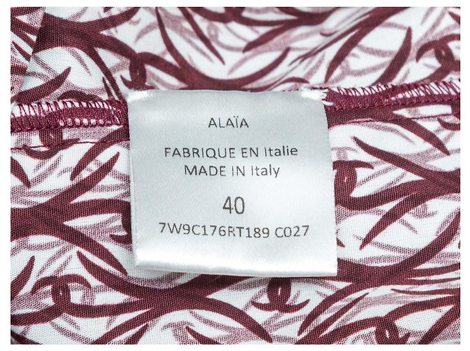 Alaïa Blusa de lazo estampada en burdeos y blanco Alaia Talla IT 40 Roja - vista 6