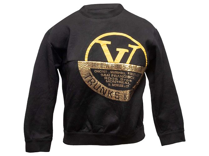 Crewneck-Sweatshirt mit Louis Vuitton Logo Schwarz & Gold Größe US M - Ansicht 2