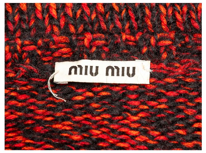 Roter und schwarzer Miu Miu Strickpullover aus Virgin Wool & Mohair Melange Größe IT 36 - Ansicht 5