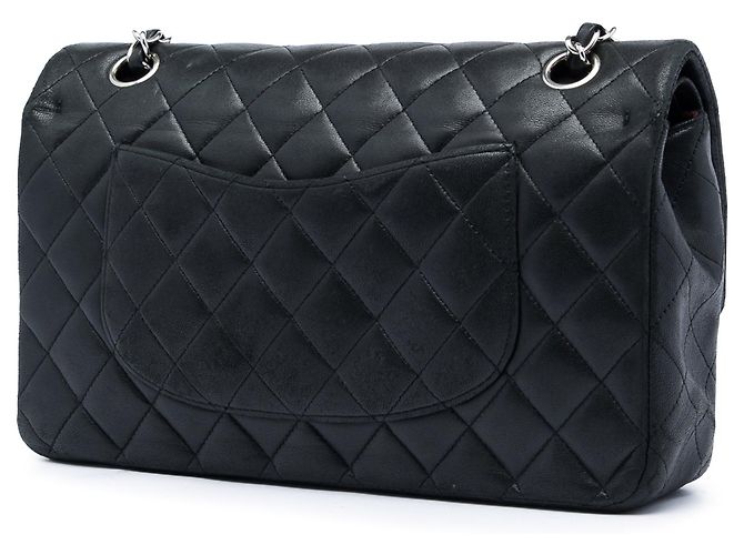 Borsa a tracolla Chanel Medium Classic Lambskin Double Flap nera Nero - vista 2