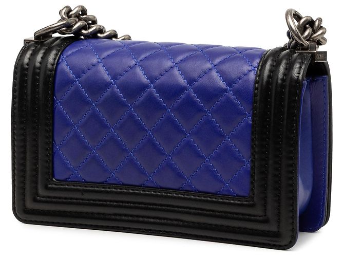 Borsa a tracolla Chanel Small Bicolor Lambskin Boy Flap Blu - vista 2