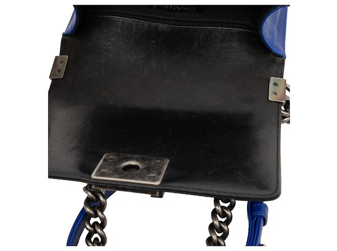 Borsa a tracolla Chanel Small Bicolor Lambskin Boy Flap Blu - vista 6