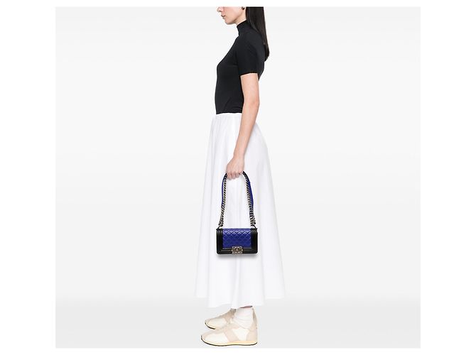 Borsa a tracolla Chanel Small Bicolor Lambskin Boy Flap Blu - vista 7