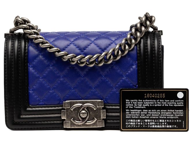 Borsa a tracolla Chanel Small Bicolor Lambskin Boy Flap Blu - vista 8