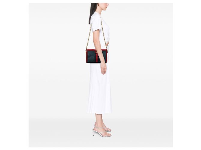 Borsa a tracolla Gucci Small Suede Web Ophidia Chain Blu - vista 7