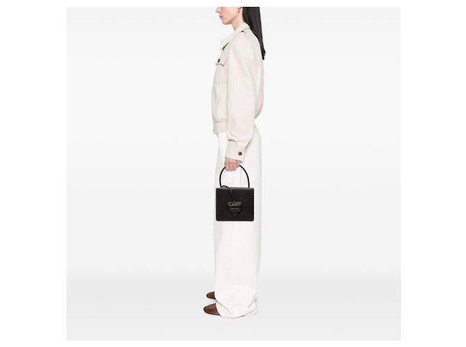 Borsa Satchel Barcelona in pelle testurizzata marrone LOEWE con manico superiore - vista 7