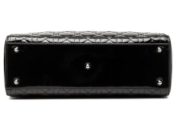 Borsa Lady Dior Large in vernice nero Cannage - vista 3