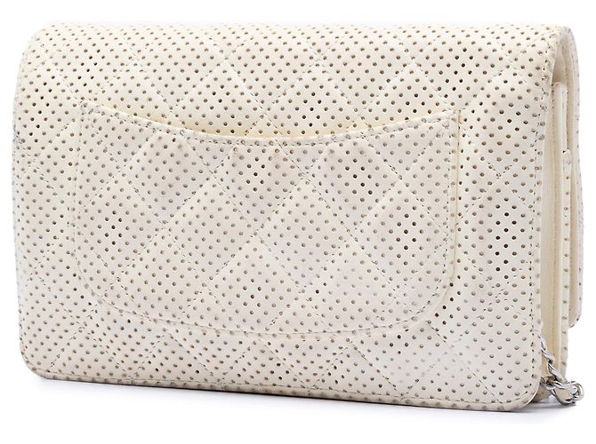 Wallet On Chain Chanel CC gesteppte perforierte Lammleder Crossbody-Wallet Bag in Weiß - Ansicht 2