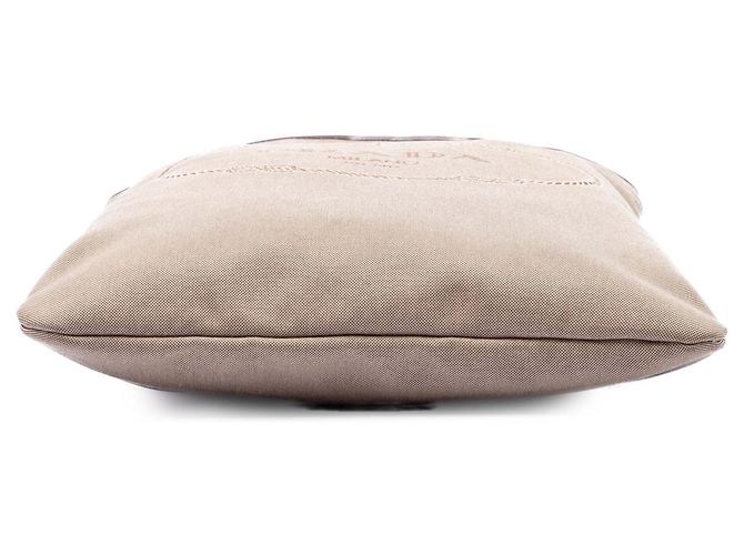 Borsa a tracolla Prada in tela Canapa beige con logo - vista 3