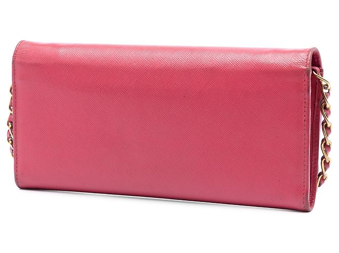 Portafoglio con catena Saffiano rosa Prada a tracolla - vista 2